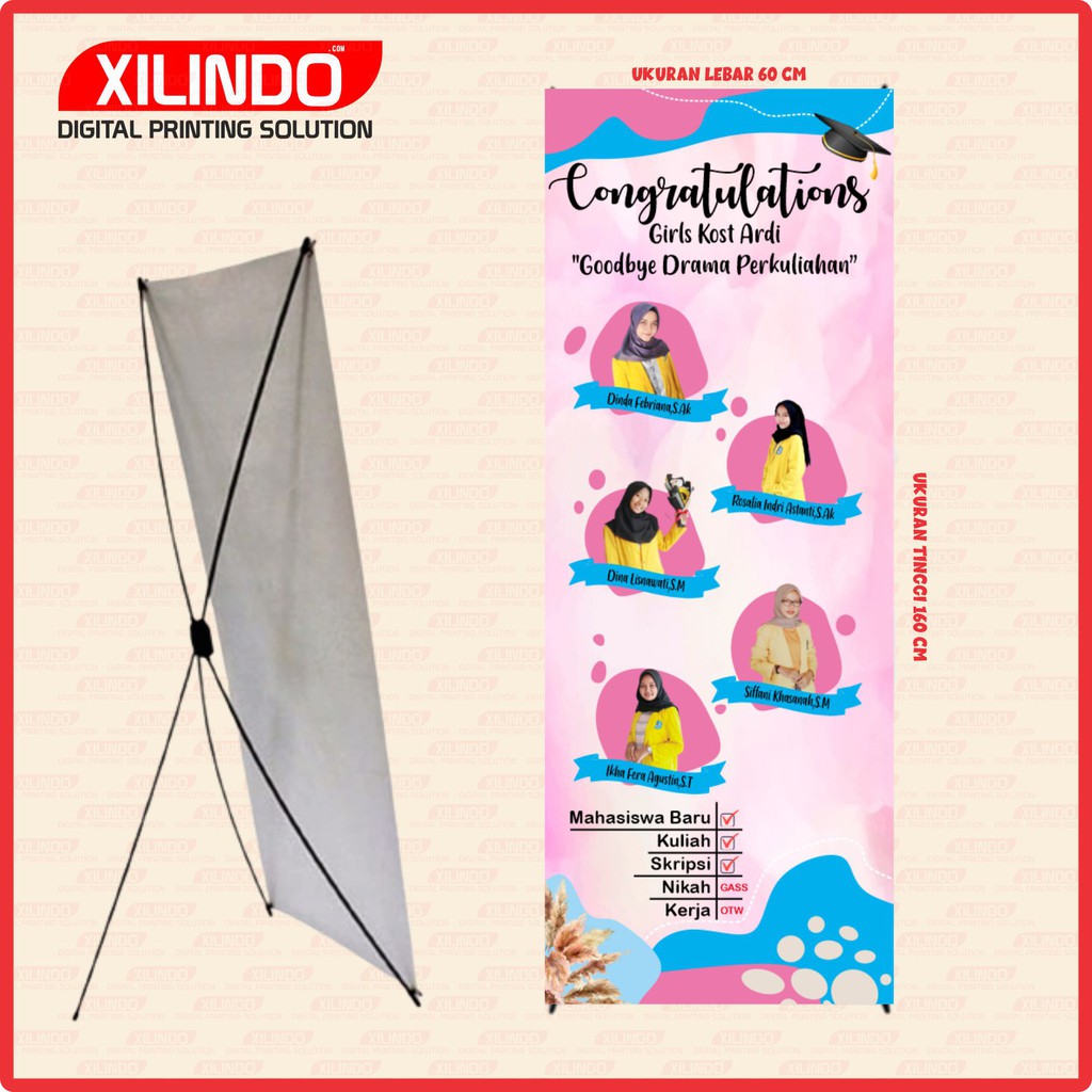 Jual Paket Stand Banner Xbanner Acara Wisuda Kelulusan Motif Warna Ungu