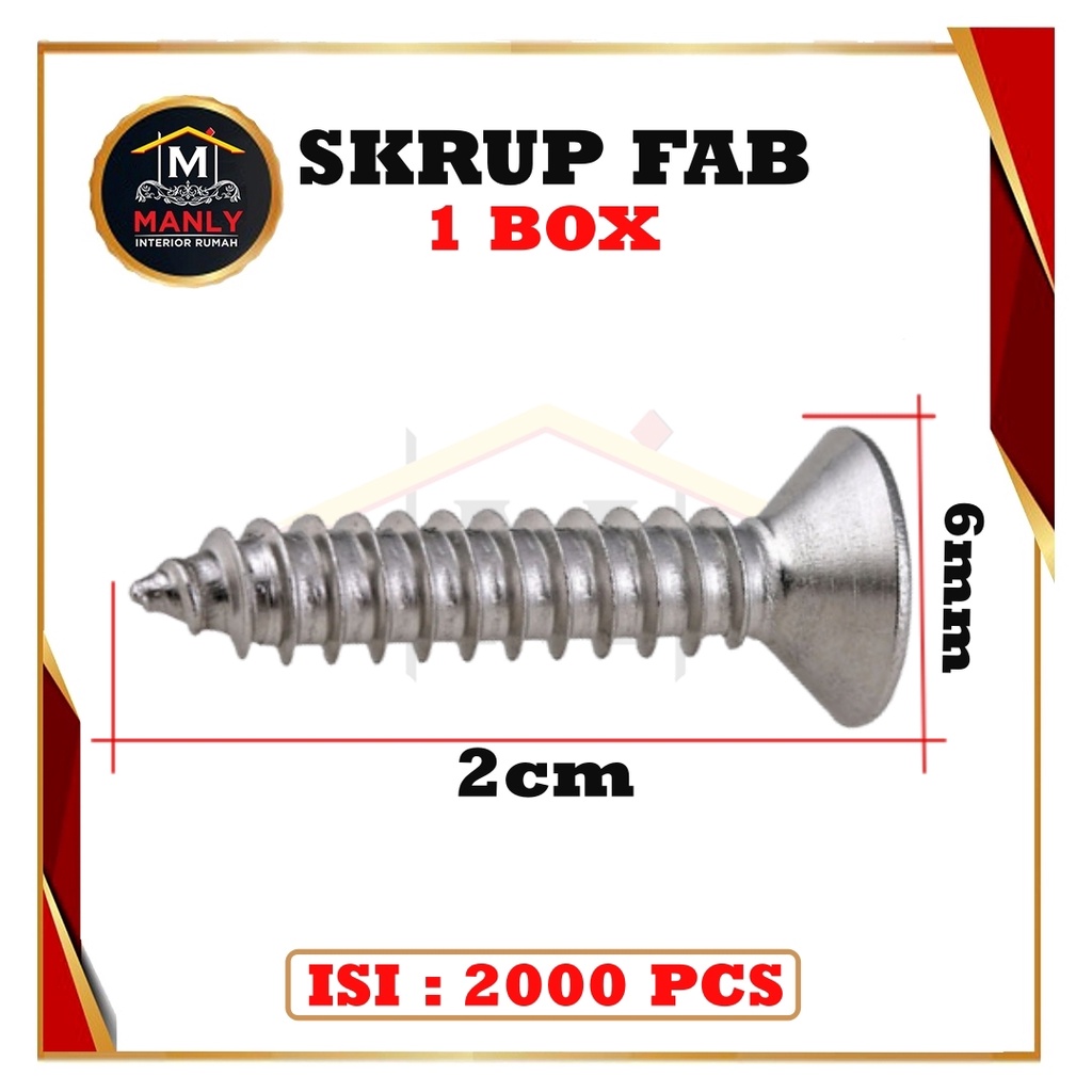 Jual Sekrup 2 cm / Skrup FAB 2 cm 6 x 3/4 isi 2000 pcs | Shopee Indonesia