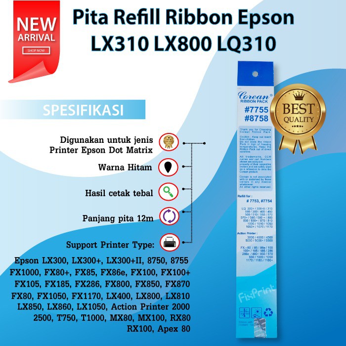 Jual Ribbon Pack Pita Refill Printer Epson LX300 LX300 LX310 LX800 ...