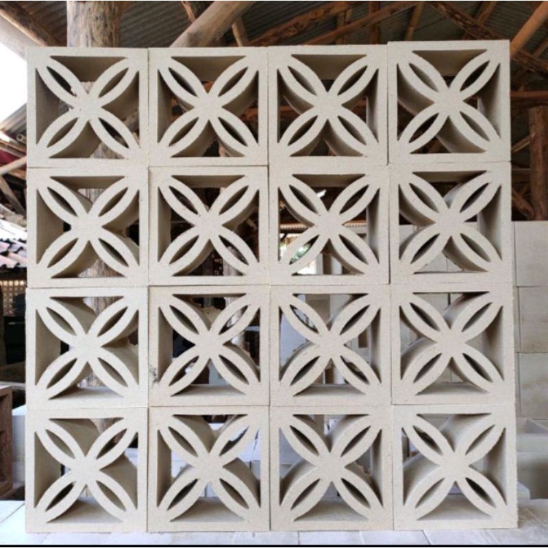 Jual Roster Beton minimalis modern motip Bunga Kawung warna putih ...