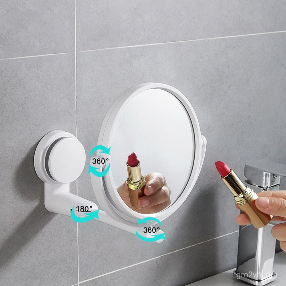 Jual Folding Makeup Mirror Wall Mount Vanity Mirror Without Drill Swivel Bathroom Mirror Suction