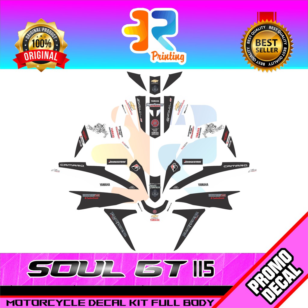 Jual Stiker Decal Striping Motor Soul Gt Bumblebee Putih Kalimantan Sticker Logo Emblem Full