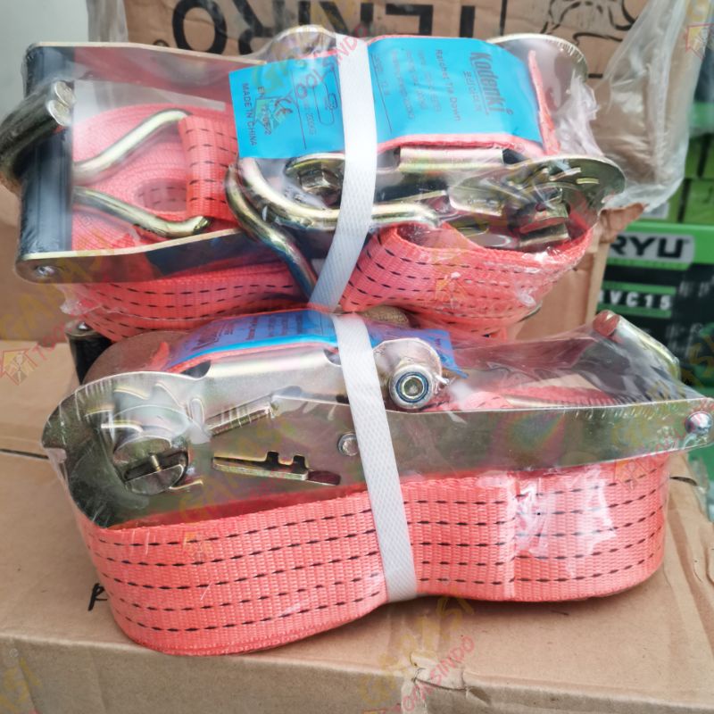 Jual ratchet tie down 2" KODENKI panjang 10 dan 12 meter tali ikat kargo bak truk mobil motor