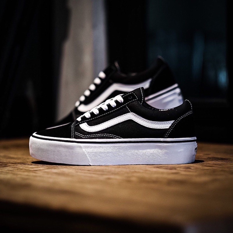 Jual VANS OLDSKOOL PLATFORM BLACK WHITE 100 ORIGINAL BNIB BONUS