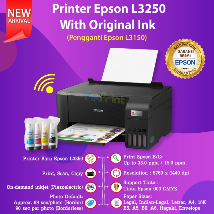 Jual Printer Epson Ecotank L3250 Wifi All In One Print Scan Copy New Pengganti Epson 8750