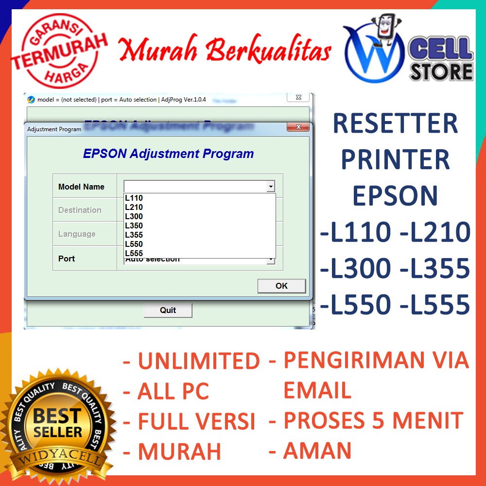 SOFTWARE RESETTER / RESET / RESETER PRINTER EPSON L110 - L210 - L300 - L350 - L355 - L550 - L555