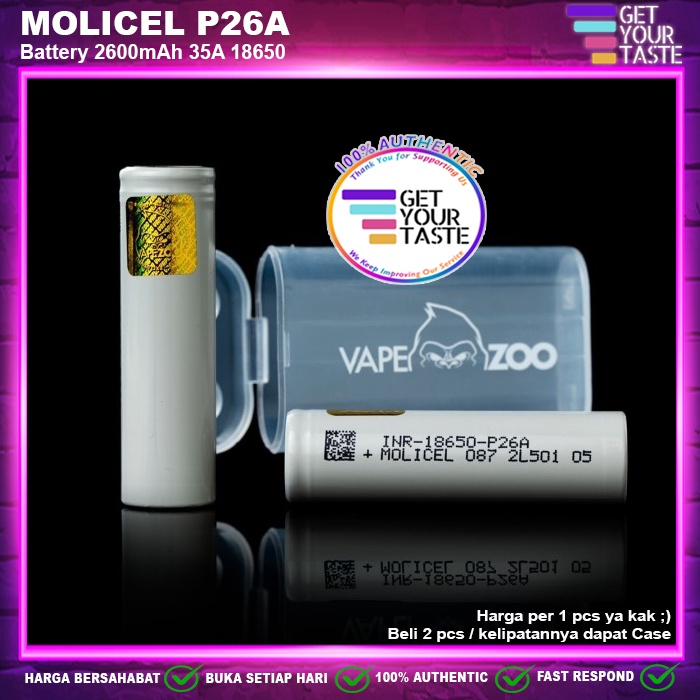 Jual Battery Zootech Molicel P26A 2600mAh 35A 18650 Authentic | Shopee ...