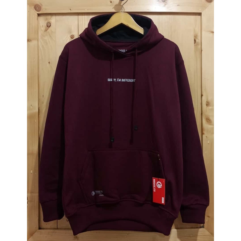 Jual Hoodie Pria Ukuran Jumbo Bahan Katun Warna Maroon Sweater