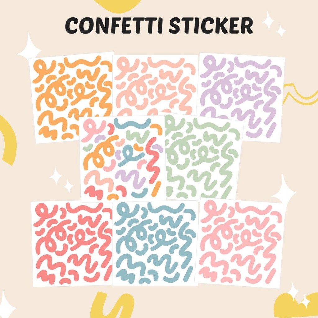 Jual sticker aesthetic CONFETTI by giftproject.id | Shopee Indonesia