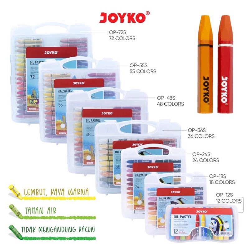 Jual Crayon Krayon Minyak Oil Pastel Joyko isi 36 / 48 /55 /72 warna