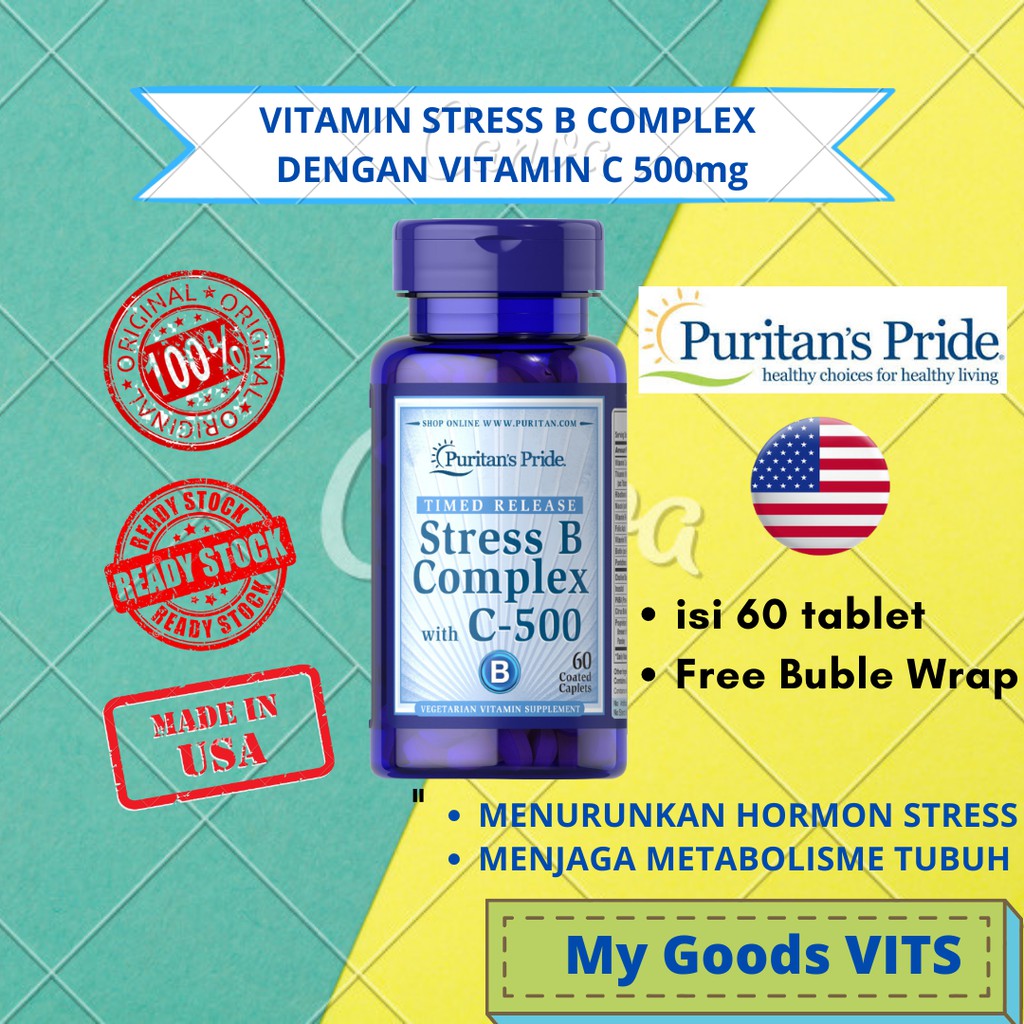 Jual Puritan Pride Stress Vitamin B Complex with Vitamin c500 Timed