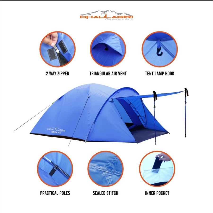 Jual Tenda Camping Kemping Gunung 4 5 Orang Tenda Gunung Merk Dhaulagiri Tipe Terra 45 