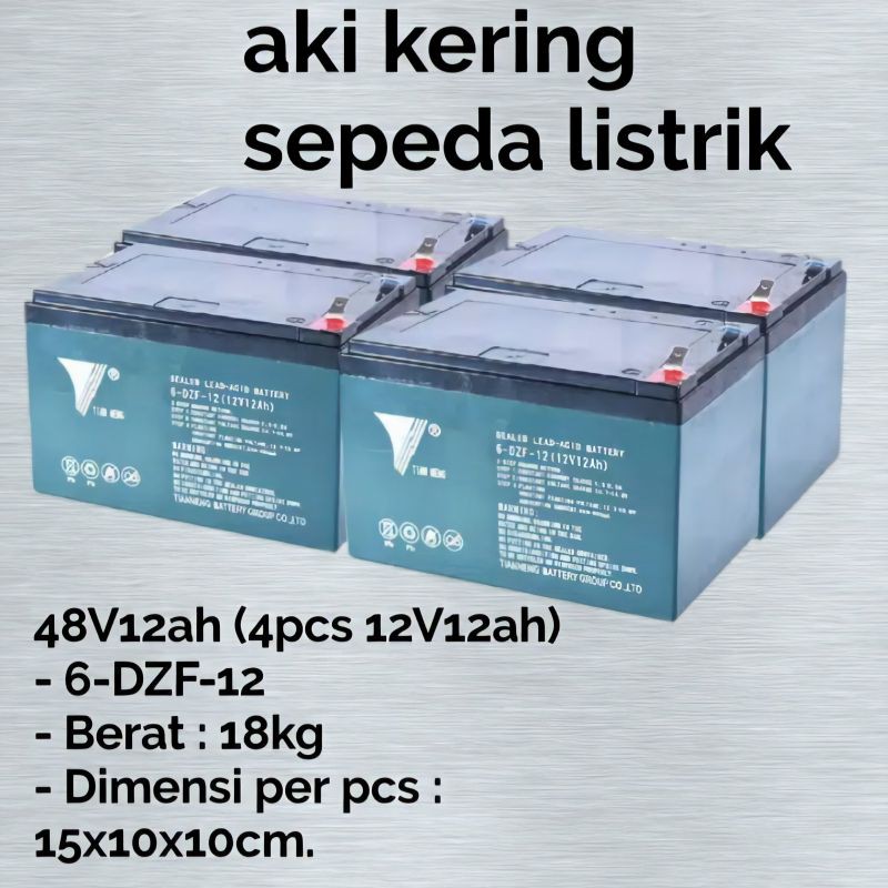 Jual aki kering sepeda listrik 48v 12ah (4pc) | Shopee Indonesia