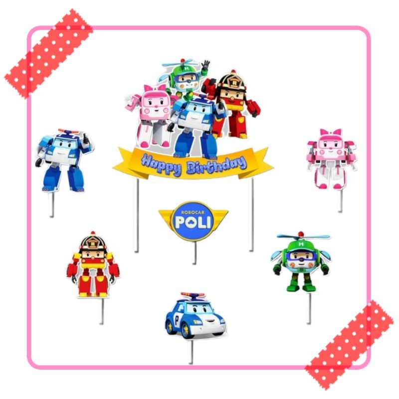 Jual topper tusukan kue cake ulang tahun happy birthday karakter