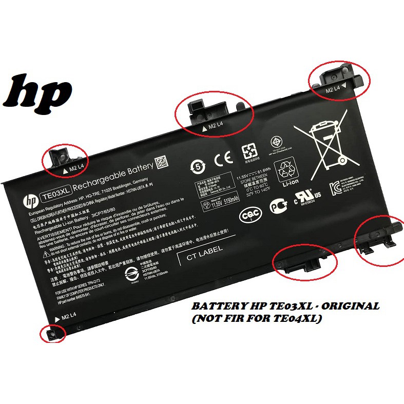 WAKEACH TE03XL - Batería de repuesto para HP Pavilion 15 Omen 15-BC000 15-BC015TX BC400NA BC006NA BC411TX BC406TX AX033DX AX009NA AX001TX AX001NS AX008NS AX038NF AX038NF 11,55 V/61.6Wh