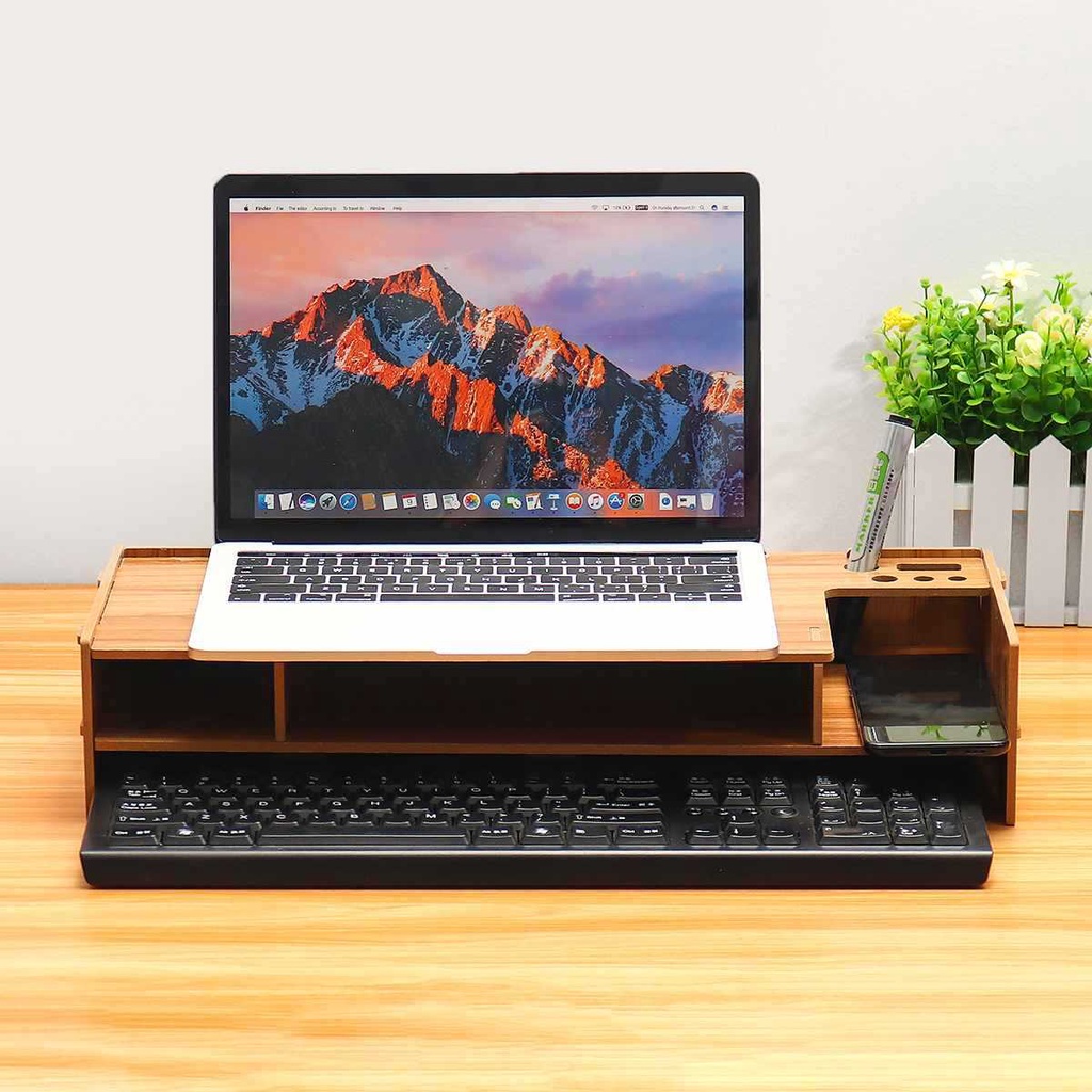 Jual Stand Laptop Kayu Dengan Laci Rak Alat Tulis Tempat HP Keyboard ...