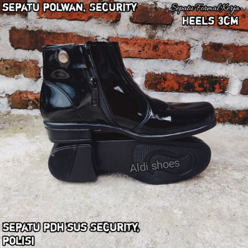 Jual Sepatu Pdh Wanita Hitam Kilap Boots Pdhsus Satpam Security Wanita Formal Kulit Kilap Dishub