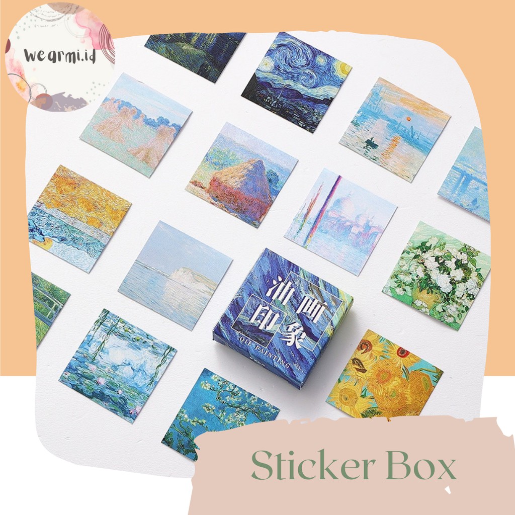 Jual 45 Pcs Deco Sticker Box Alam Biru painting Pastel Planner DIY ...