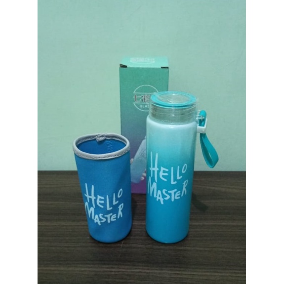 Jual Botol Minum Hello Master Kaca + Pouch | Shopee Indonesia