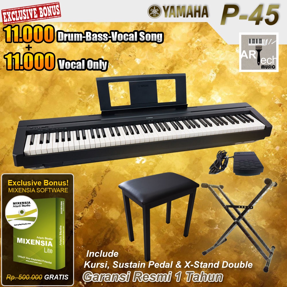 Jual Yamaha P45 With Piano Bench And XStand Double - P-45 - P45B - P ...