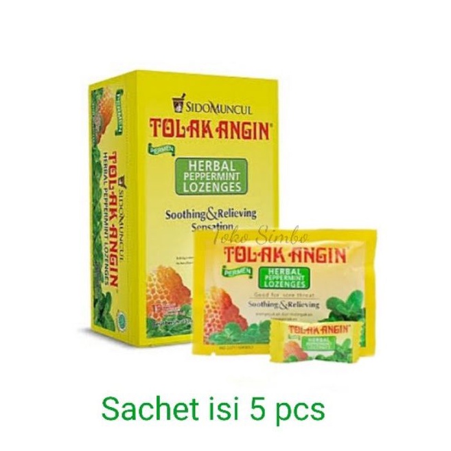 Jual Permen Tolak Angin Sachet Isi 5 Butir Herbal Peppermint Candy