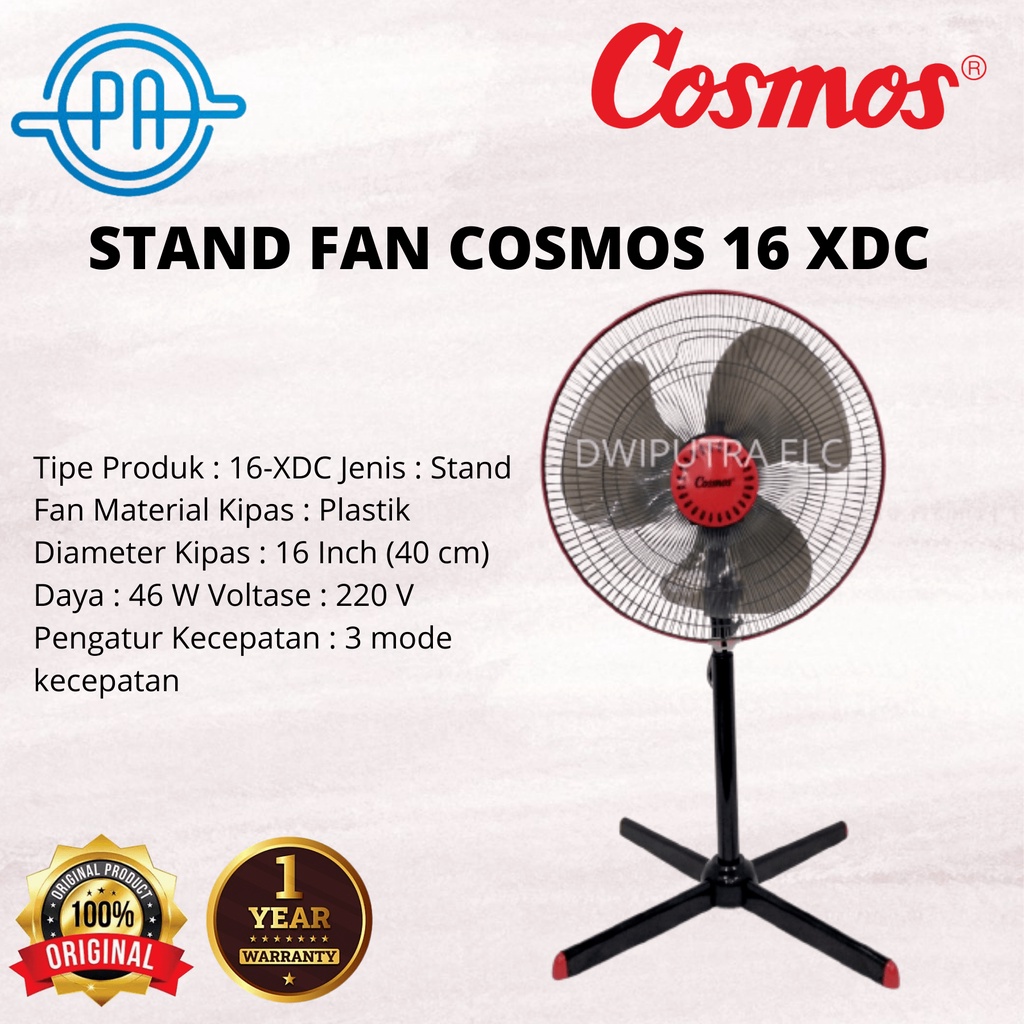 Jual Kipas Angin Berdiri Stand Fan Cosmos 16 Xdc 16 Inch With Rotary Model Switch 3 Speed 6102