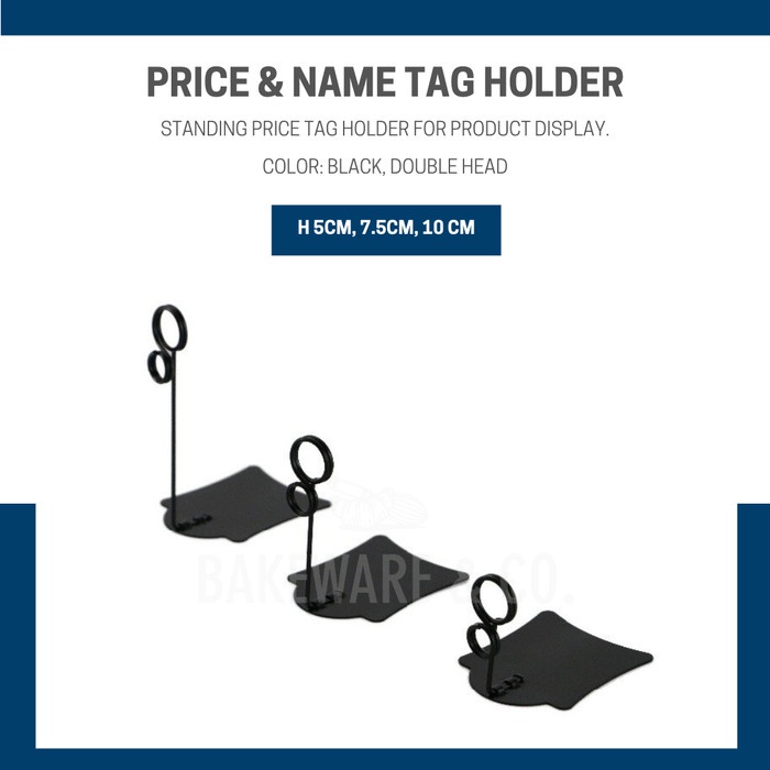 Jual Cuci Gudang Price Name Tag Standing Display Holder Black Stainless Food Grade Trendi