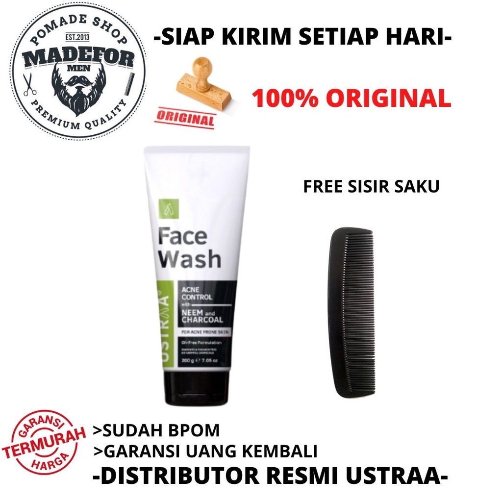 Jual USTRAA FACE WASH NEEM AND CHARCOAL 200G ORIGINAL USTRAA BONUS