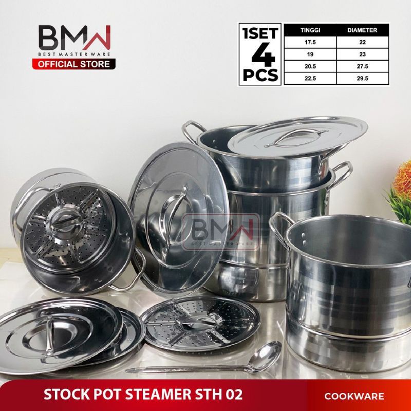 Jual BMW Panci Kukus Dandang Stock Pot Steamer Stainless Steel StockPot ...