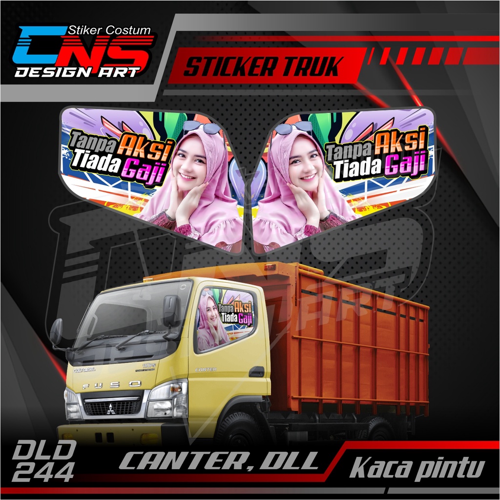 Jual Stiker Kaca Pintu Depan Truk CANTER Custom Foto Cewek Cantik Hijab ...