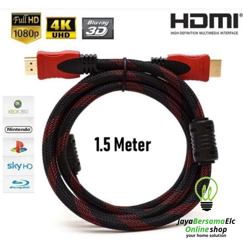 Jual Kabel Hdmi Serat Jaring Cable Kable Hdmi To Hdmi 1 5m 1080p V1 4 3d Hq Bagus Shopee Indonesia