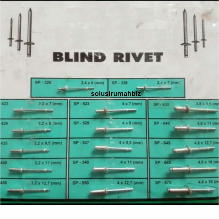 Jual paku rivet blind rivet per 25biji rifet aluminium per 25 pcs 25pcs ...