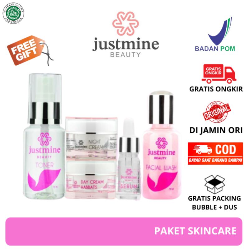 Justmine Beauty Skincare Original BPOM Halal Aman Untuk Bumil dan Busui 1 Paket Lengkap