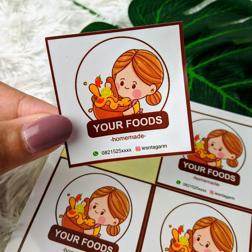 Jual Stiker Label Makanan Bentuk Kotak Sticker Custom Kemasan Toples ...