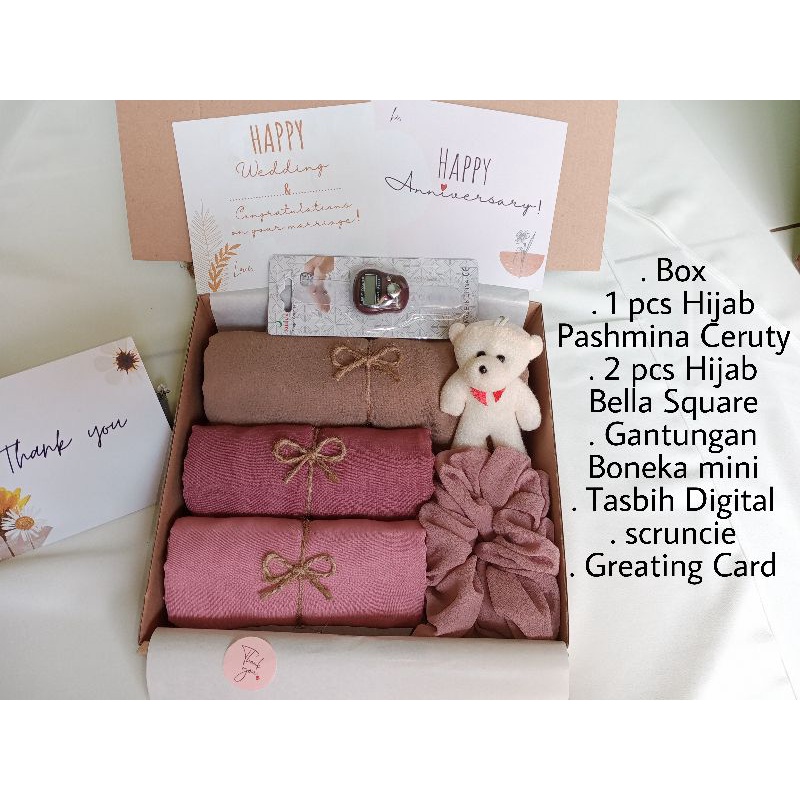 Jual Hampers Hijab Gift Box Kado Ultah Kado Pernikahan Hampers Lebaran Free Kartu Ucapan