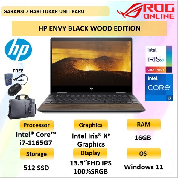 Jual LAPTOP HP ENVY BLACK WOOD I7 1165G7 RAM 16GB 512GB SSD Intel ...