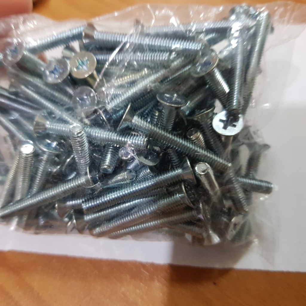 Jual BAUT MUR JF 4x30 mm kepala rata perseng 100 set lengkap mur ...