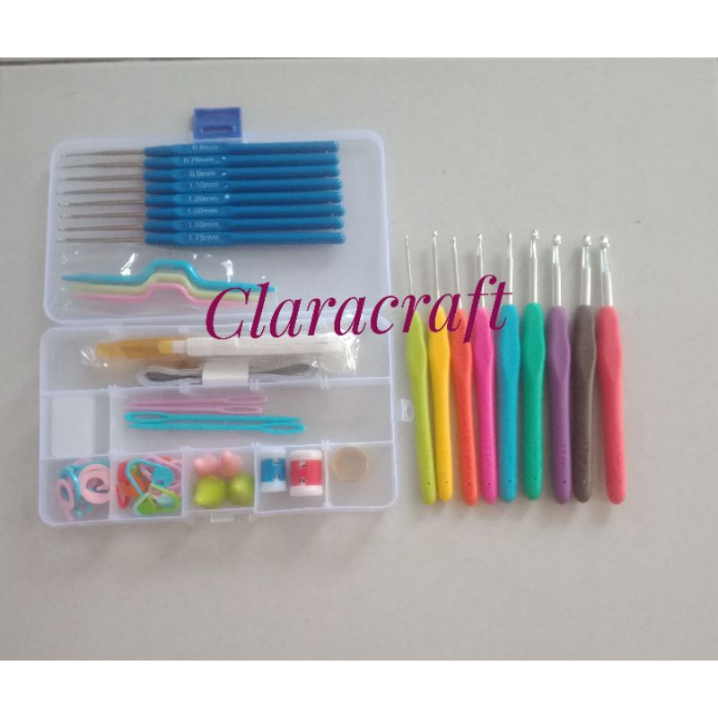 Jual Hakpen set gagang karet/alat rajut/jarum rajut/jarum kait | Shopee ...
