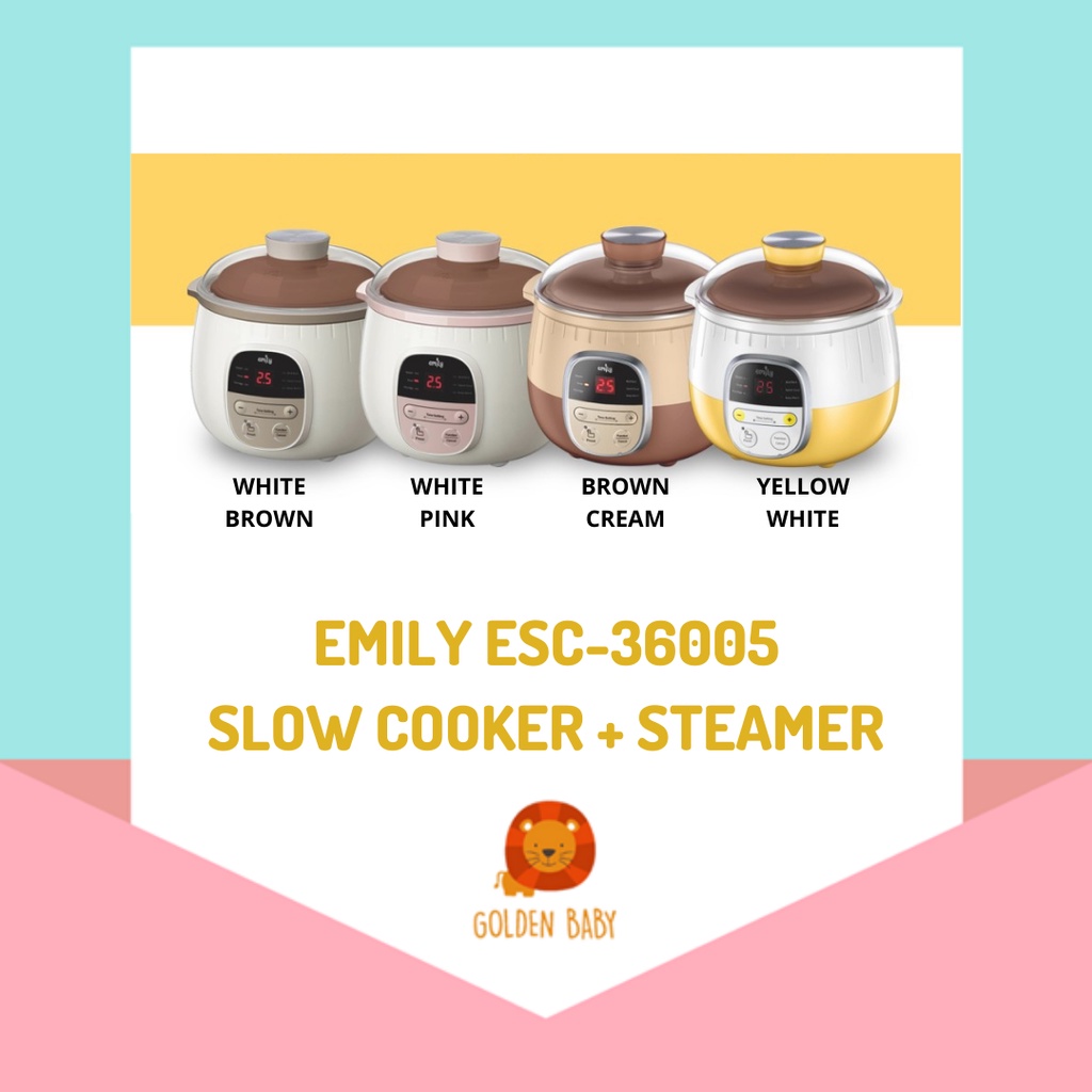 Jual Emily ESC36005 Slow Cooker + Steamer 0.8L Clay Pot Tanah Liat