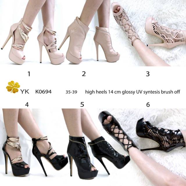 Jual YKshoes 0694 high heels 14cm 14 cm highheels hak tinggi ladiess shoes import sepatu wanita angkle Shopee Indonesia