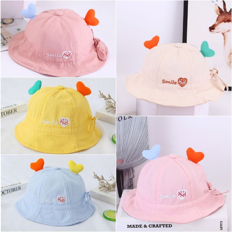 Bucket Hat Anak Perempuan Laki Laki Bordir Cute Bolak Balik Dino