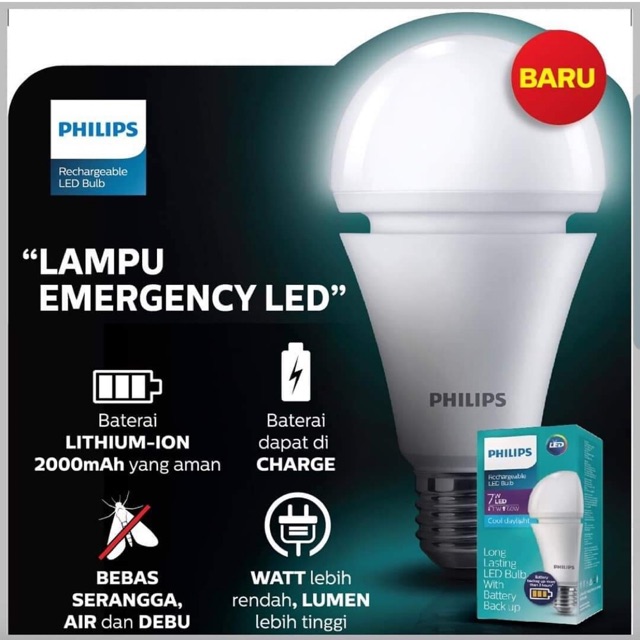 Jual Philips led magic 7watt tetap menyala walau mati lampu, pengiriman ...