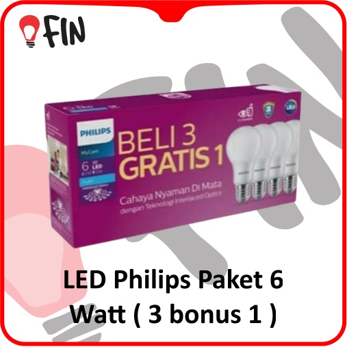 Jual Lampu LED Philips Paket 6 Watt ( 3 bonus 1 ) | Shopee Indonesia