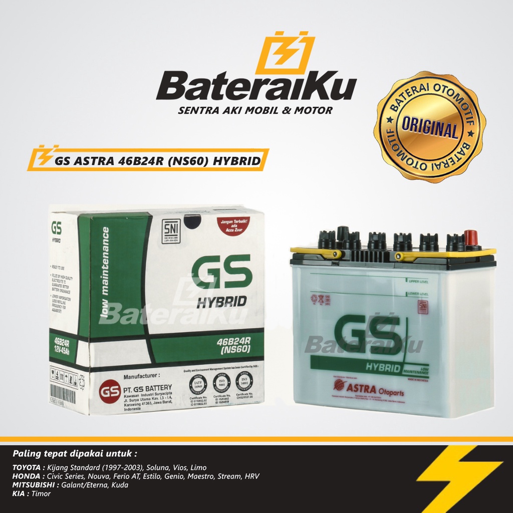 Jual Aki Mobil GS ASTRA NS60 HYBRID Untuk Toyota Avanza, Xenia, Terios