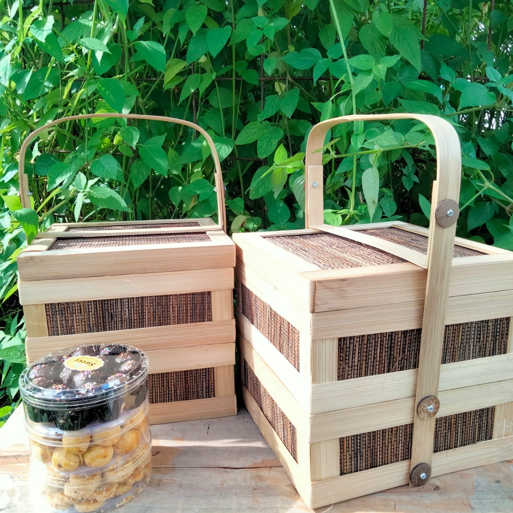 Jual Rantang lidi Kotak kue wadah roti box nasi keranjang 25cm rantang ...