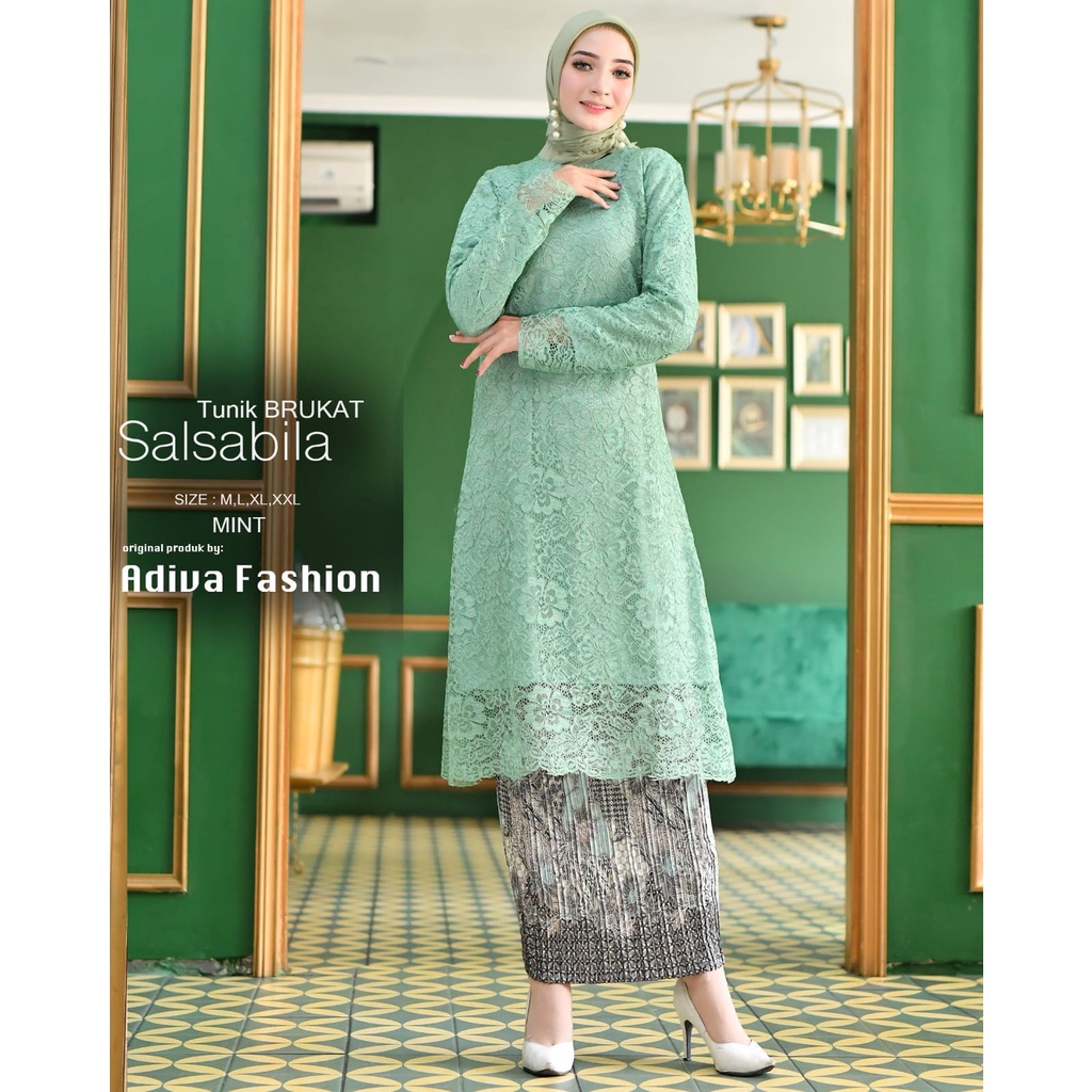 Jual Set Kebaya Tunik Brukat Modern Simple Terbaru Dress Kondangan