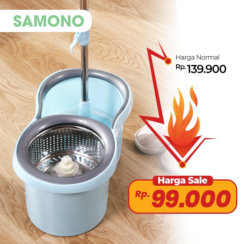 Jual Samono Bonbox Alat Pel Lantai Kain Fiber Dengan Ember Spin Mop