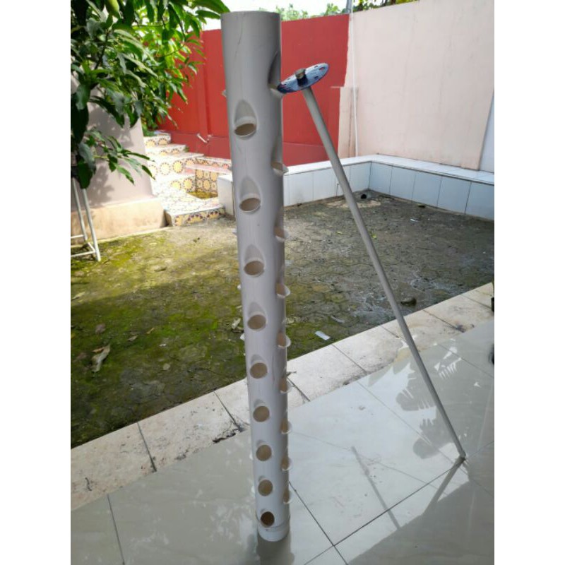 pipa hidroponik vertikal tower 4 inchi 1,5 meter 36 lubang plus pipa sirkulasi set tanpa pompa......