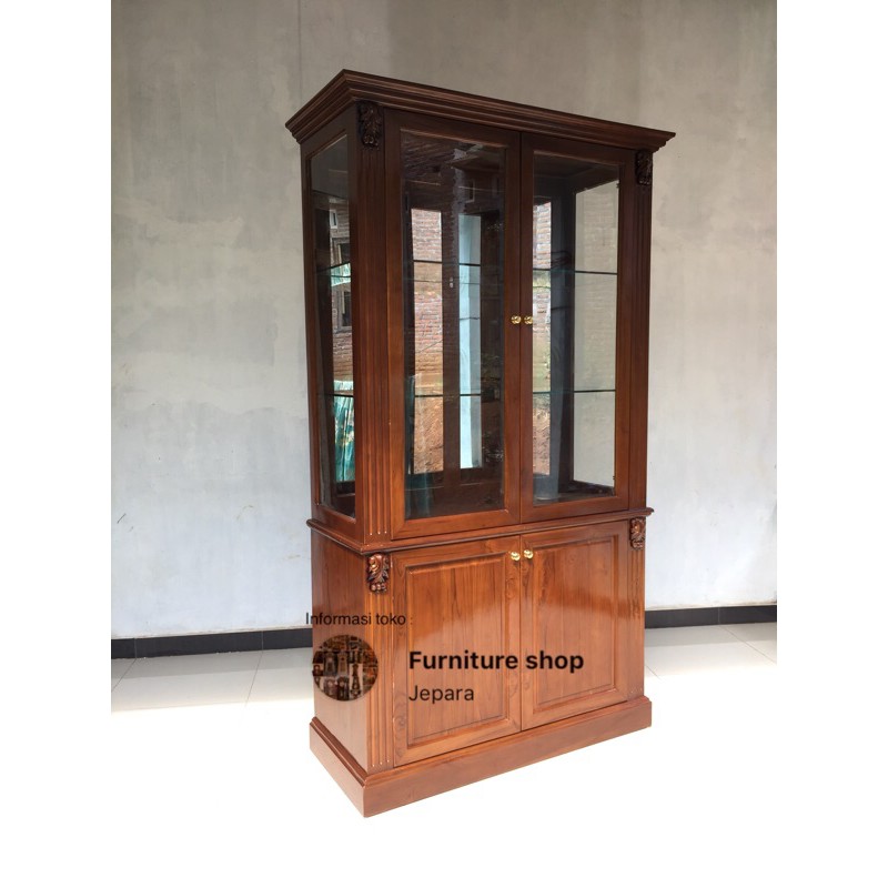 Jual lemari kaca kayu jati lemari hias | Shopee Indonesia