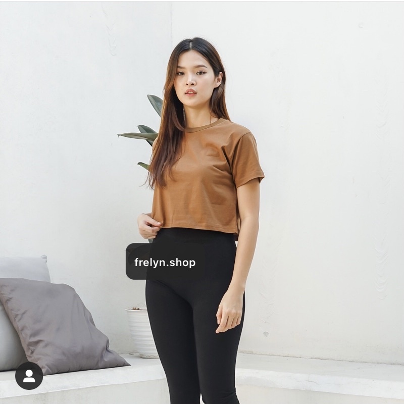 Jual Crop Top Polos Oneck Cotton Baju Kaos Tumblr Crop Tee Tshirt